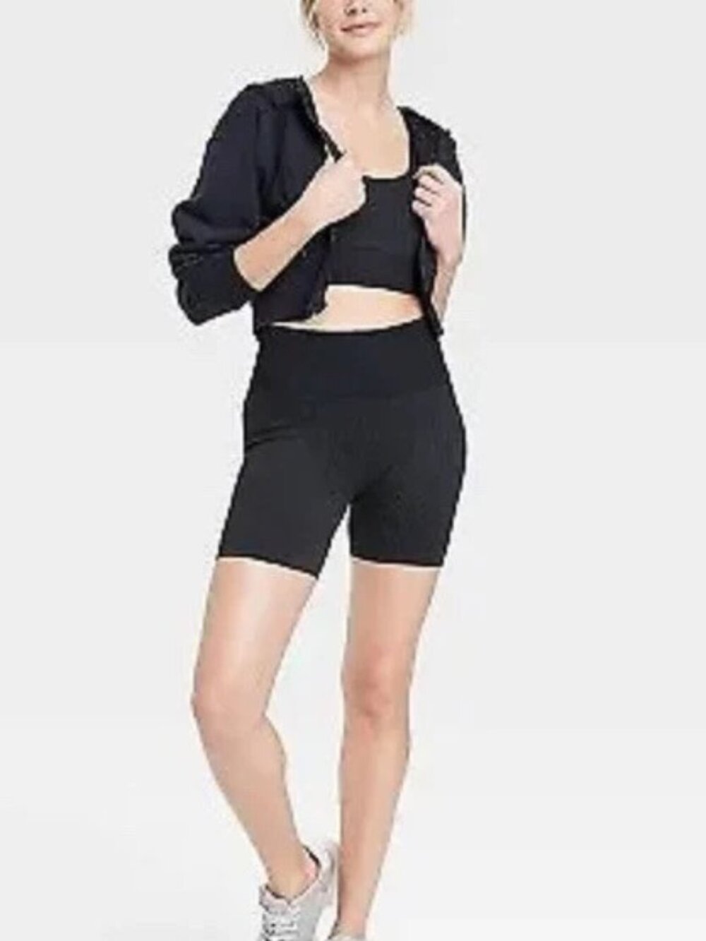 NWT Joylab Bike Shorts Women's Size Medium Black Onyx High-Rise Ribbed Seamless